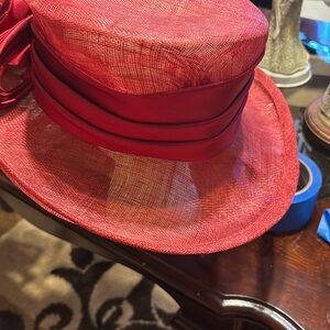 Elegant Red Wide-Brim Hat